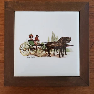 Vtg George Stubbs Tile Trivet Amsterdam Holland Horse and Carriage Hot Plate 6" - Picture 1 of 8