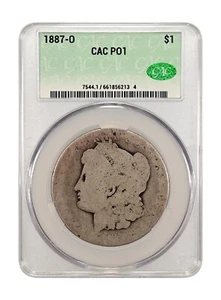 Poor 1 1887-O Lowball Morgan Silver Dollar CACG PO01 - Picture 1 of 5