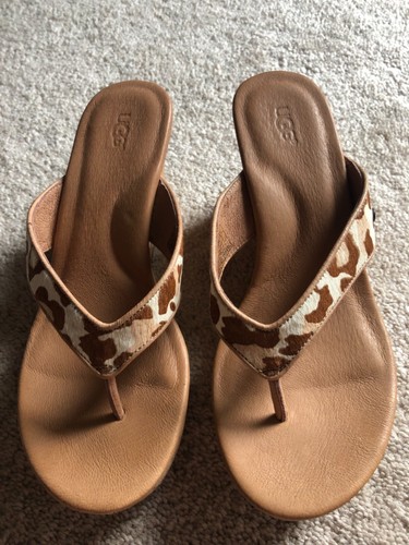 Ugg Natassia zeppa donna 7 sandali tacco sughero capelli di vitello slip usati in ottime condizioni SPEDIZIONE GRATUITA