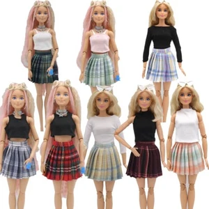 11.5" Doll Clothes Student Outfit Pleated Skirt Shirt Top Skirts Accessories 1/6 - Imagen 1 de 49