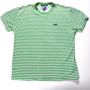Vintage Tommy Hilfiger Preppy French Terry T Shirt Y2K Rich Kid Green Medium - Picture 1 of 7