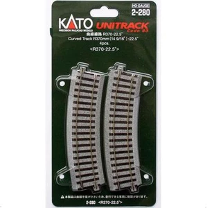Kato 2-280 Rail Courbe / Curve Track R370 22.5° 4pcs - HO - Picture 1 of 1