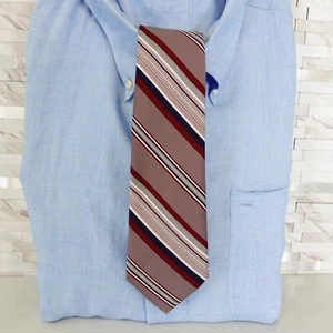 Vintage Neck Tie Mens Red Striped Textured Business Formal JOHN BLAIR Menswear - Picture 1 of 10