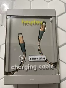 heyday 6' USB-C Braided Cable - Rain Teal / Gold Charging Cable ⚡️ - Picture 1 of 2