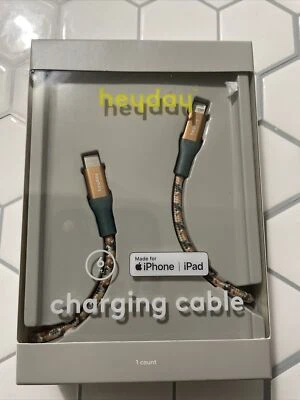 heyday 6'  USB-C Braided Cable - Rain Teal / Gold Charging Cable ⚡️ - Image 1 of 2