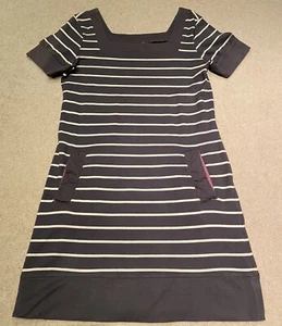 Lovely Joules grey & white striped short sleeved dress - Size 10 WORN TWICE! - Picture 1 of 7