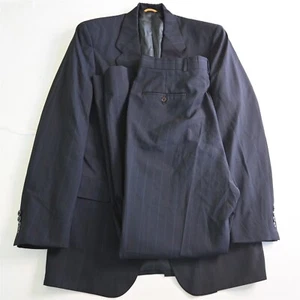 Vintage Hart Schaffner Marx 40L 34x34 Navy Blue Stripe Gold Trumpeter USA Made Suit - Bild 1 von 24
