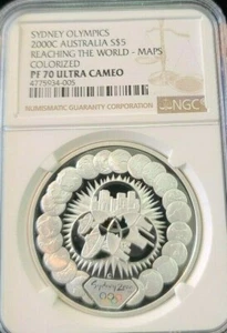2000 AUSTRALIA S$5 REACHING THE WORLD MAPS NGC PF 70 ULTRA CAMEO PERFECTION - Picture 1 of 3