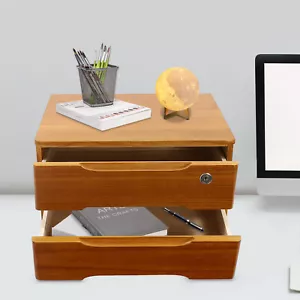 Wooden Desktop Storage Box with Lockable Drawers, Desk Organizer With 2 Tiers - Picture 1 of 24
