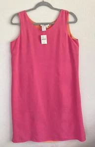 Women's Coldwater Creek Sleeveless Silk Dress Pink/Orange Size PM (10-12) NEW! - Picture 1 of 10