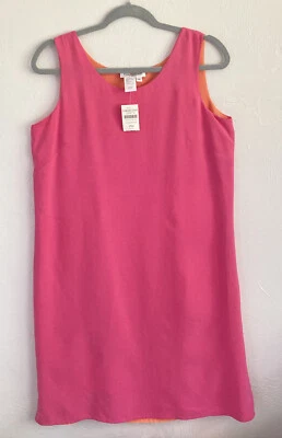 Women's Coldwater Creek Sleeveless Silk Dress Pink/Orange Size PM (10-12) NEW! - Изображение 1 из 4
