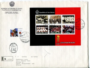 1999 FDC San Marino Cento anni Milan 50°Croce Rossa RACCOMANDATA First Day Cover - Foto 1 di 1