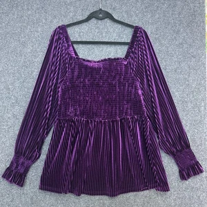 Bloomchic Babydoll Top Purple 18 Velvet Smocked Victorian Whimsygoth - Picture 1 of 9