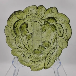 Indiana Glass Loganberry Bon Bon Bowl Embossed Avocado Green Pressed Glass - Picture 1 of 5