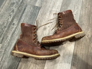 Timberland Damen Open Weave Braun Kampfstiefel A14A9 Größe 8 Abgenutzt - Bild 1 von 8