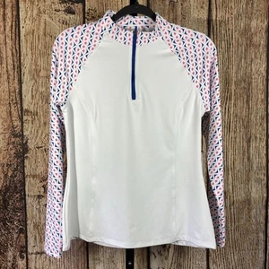 NWT Kyodan Women’s White Multicolor 1/4 Zip Moisture Wicking Golf Shirt Size M - Picture 1 of 9