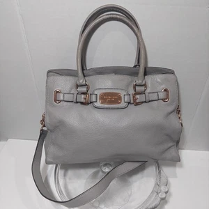 Michael Kors Large Light Grey Hamilton Pebble Leather Handbag. - Picture 1 of 16