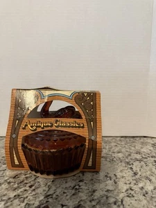 Vintage Jeanette Red Glass Swan Covered Candy Dish Sawtooth Edge New Old Stock - Picture 1 of 4
