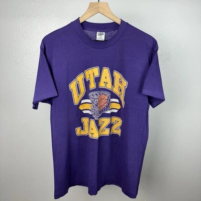 Vintage 80’s Utah Jazz NBA Trench Made In USA Single Stitch Purple Size XL - Image 1 of 4