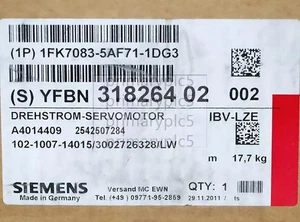 1PCS NEW SIEMENS SERVO MOTOR 1FK7083-5AF71-1DG3 - Picture 1 of 1