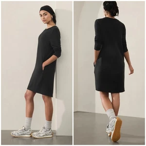 Athleta Coaster Luxe Dress Black Size Small NEW Knee Length Casual Loose Pockets - Picture 1 of 6