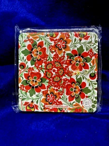 www FromRussia.com "Khokhloma" Muster Kork Untersetzer Set (6) - Bild 1 von 5