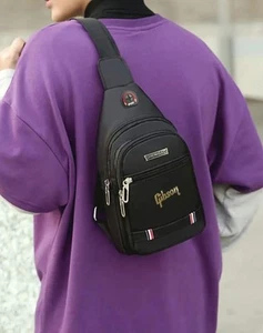 Gibson Black Shoulder Bags Pouches Adjustable Strap Pockets Accessories E162 - Picture 1 of 6