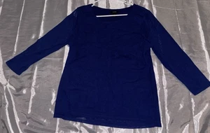 Alfani Women’s Size XL Long Sleeve Top Royal Blue Sheer Sleeves  - Picture 1 of 7