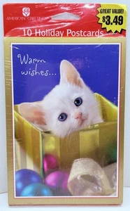 New Vintage American Greetings. 10 count Holiday Christmas Postcards with Kitty. - Picture 1 of 2
