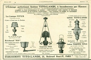 Publicité ancienne éclairage Tito-Landi 1925 issue de magazine - Picture 1 of 1
