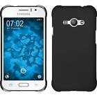 Hard for Samsung Galaxy J1 ACE Cover Black Rubberised +2 Protector