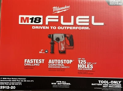 Milwaukee 2912-20 M18 1 英寸 SDS Plus 旋转锤 全新带盒 — 第 1/4 张图片