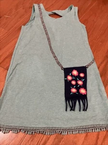 Jessica Simpson Girls Katelyn Pom Pom Purse T-Shirt Aqua Blue (Size 5) - Picture 1 of 3