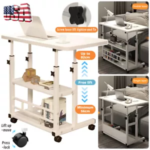 Mobile Laptop Standing Desks with Rolling Wheels Height Adjustable Laptop Desk - Picture 1 of 10