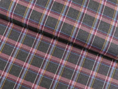 SCHOTTENKARO Karo Stoff Tartan Glencheck DUNKELGRAU meliert ROSA EUR 13,98/m - Bild 1 von 2