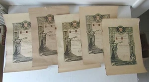 CINQUE VECCHI DIPLOMI MENZIONE ONOREVOLE SCUOLA ELEMENTARE GENOVA - FINE 800 - Picture 1 of 7