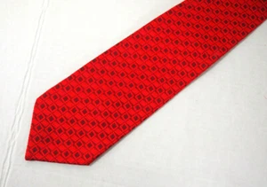 Jos A Bank Mens Necktie Tie Red Checkered 100% Silk 59" Career Made in Italy - Picture 1 of 4