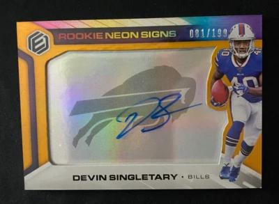2019 Elements Devin Singletary Rookie Neon Signs Auto  # 81/199 BILLS SP. HOT !! - Image 1 of 2