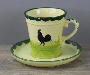 Zeller Keramik Hahn und Henne Henkelbecher / Kaffeetasse + Untertasse UT 15,2 - Bild 1 von 2