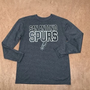 NBA Shirt KIDS XL SAN ANTONIO SPURS Long Sleeve Gray Logo Performance Stretch - Picture 1 of 6