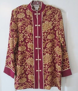 VINTAGE SEIDENBLUSE LOTUS BLUMEN FROSCH KNÖPFE YI LIN - Bild 1 von 4