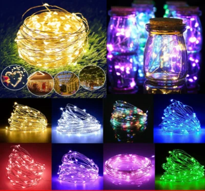 Fairy String Lights Micro Rice Copper Wire Xmas Light 20/100LED Battery Operated - Image 1 of 2