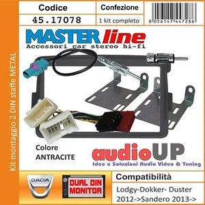 MASCHERINA RADIO 2 DIN DACIA LODGY 2012> KIT STAFFE + CABLAGGIO COLORE ANTRACITE - Foto 1 di 7