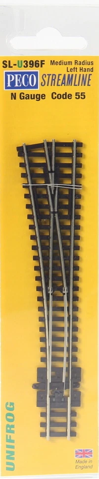 Peco SL-U396F ~ Unifrog ~ Medium Radius ~ Left Hand Turnout ~ Code 55 - Image 1 of 1
