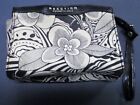 Kenneth Cole Reactions Cosmetic Bag Vintage Floral Black & Cream Print Zipper