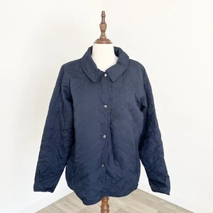 Patagonia Womens Quilted Lined Navy Blue Full Zip Jacket Size L - Picture 1 of 8