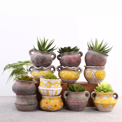 Mediterranean Style Terracotta Flower Pot Round Flower Planted Home Garden Decor - Image 1 of 2