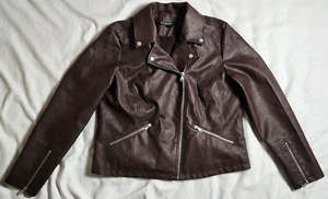 Baccini Brown Women's Jacket Biker Size Large Full Zip Pockets - Picture 1 of 22
