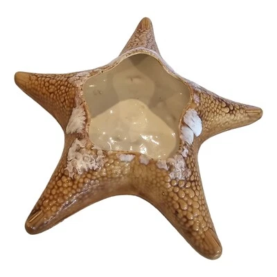 "Maceta vintage de cerámica de estrellas de mar de 8,5"" firmada decoración de playa costera hecha a mano" Foto 1 de 4
