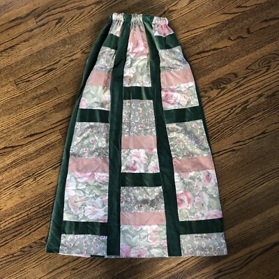 Vintage 60s Mr Hank velvet patchwork maxi skirt Size Small green & pink roses - Image 1 of 4